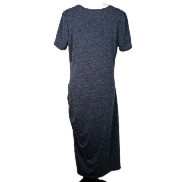 Treasure & Bond T-Shirt Dress Midi Short Sleeve Ruched Side Sz XL Heather Blue - Picture 3 of 6